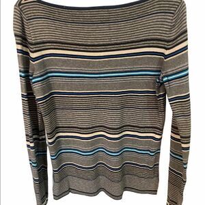 Women’s Gap Striped Top Size Small Petite • Blue & Black • Long Sleeve